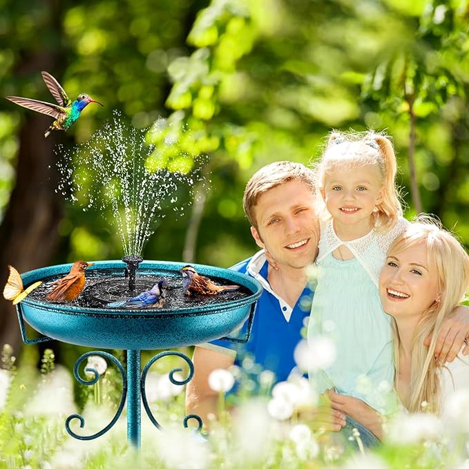 Daoeny 35In Metal Bird Bath for Outside, Vintage Freestanding Birdbaths & - Image 5