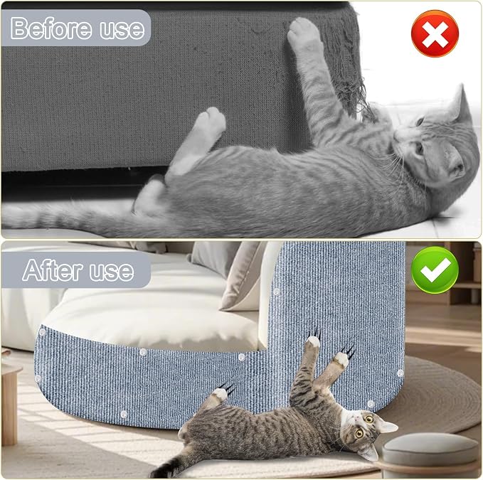 Cat Scratching Mat, 118.5"x15.9" Trimmable Self-Adhesive Cat Scratch Carpet - Image 4
