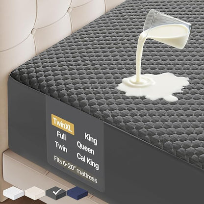 OhGeni 100% Waterproof Mattress Protector, Twin XL-Gray Size Mattress Pad by OhGeni