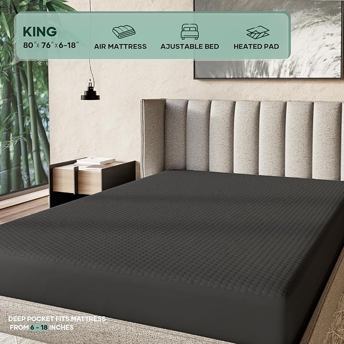 OhGeni 100% Waterproof Mattress Protector, King-Gray Size Mattress Pad - Image 6