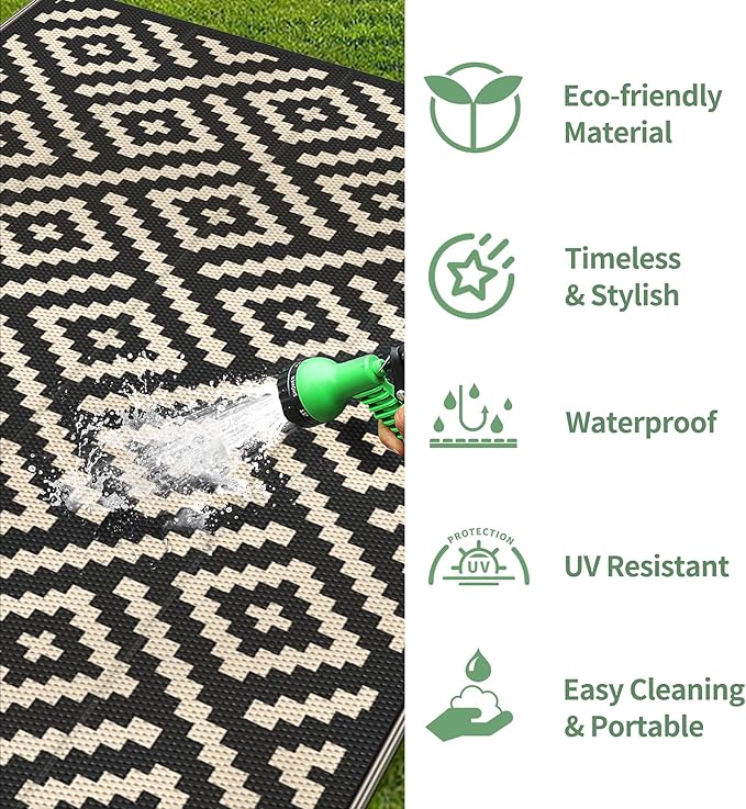 GENIMO Outdoor Rug for Patio Clearance, Reversible Plastic Straw Rugs for RV - Image 6