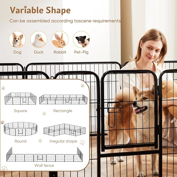 DUMOS Dog Playpen Indoor, Metal 24 Inch 16 Panels Foldable Pet Fence - Image 3