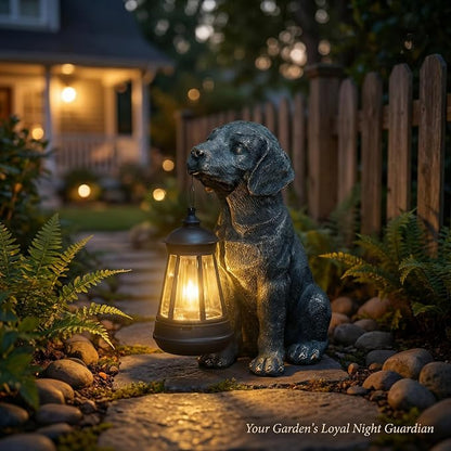 Lyeasw Solar Dog Statues with Lantern – Waterproof Outdoor Dog Figurines - Image 3