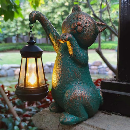 JOYBEE Garden Statues Cat with Solar Lantern Outdoor Decor-Cat Solar Figurines - Image 5