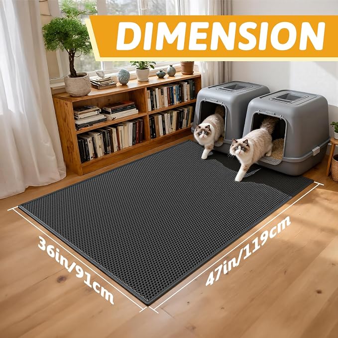 Pieviev Cat Litter Mat Double Layer Waterproof Urine Proof Trapping Mat 1 Pack) - Image 2