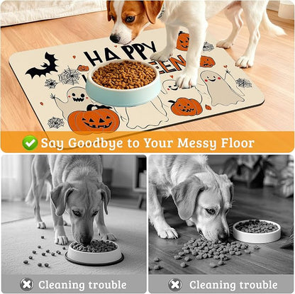 Pumpking Bat Dog Cat Food Mat, Halloween Absorbent Waterproof Placemat - Image 4