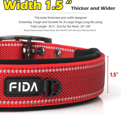 Fida Heavy Duty Dog Collar 1.5” Width, Ultra Soft Neoprene Padded, Adjustable - Image 2
