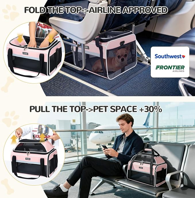 Lekereise Top-Expandable Pet Carrier 18x13x9.5 Inch Southwest Frontier Airline - Image 2