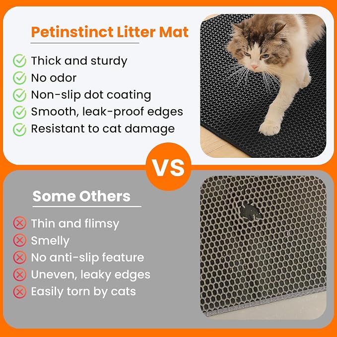 Small Cat Litter Mat, 20x14’’ Double Layer Honeycomb Cat Litter Box Mat - Image 3