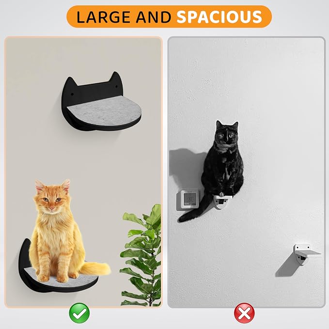 Cat Wall Shelves with 3 Steps – Modern Wood Wall Mounted Furniture, Climber & - Image 4