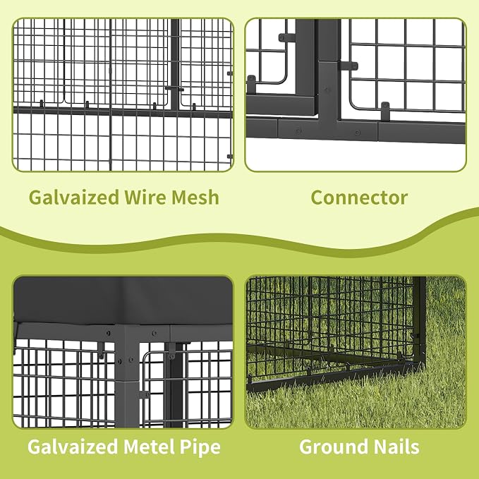 Outdoor Dog Kennel Steel for Medium/Small Dogs Anti-Rust Coating Cage - Image 5
