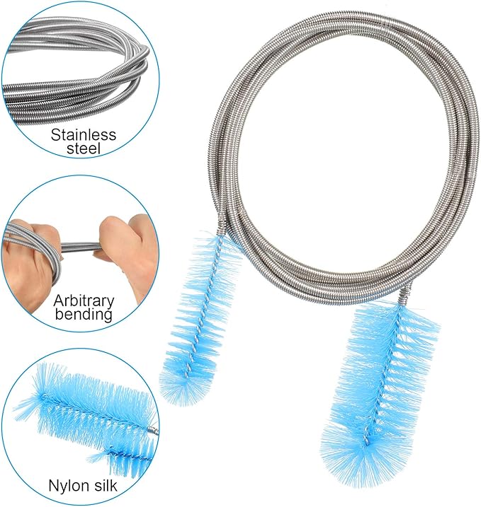 Patelai 3 Pieces Aquarium Filter Hose Brush Stainless Flexible Tube Cleaning - Image 2