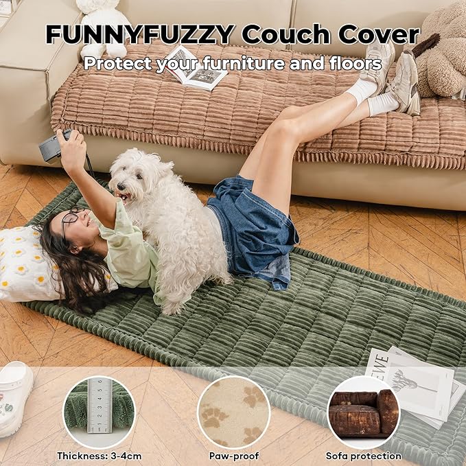 FUNNY FUZZY Pet Couch Covers for Sofa, Washable Dog Couch Cover Protector for - Image 2