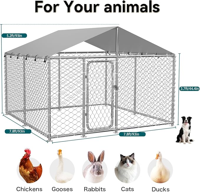 7.8'x7.8' Outdoor Dog Kennel, Heavy-Duty Dog Enclosure - Image 7
