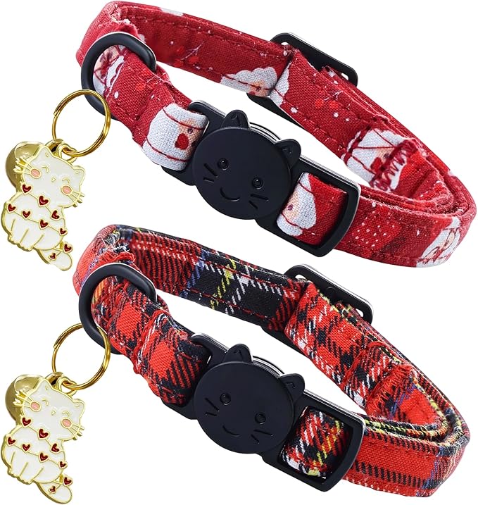Elegant little tail 2 Pack Cat Collar- Christmas Cat Collars Breakaway by Elegantlittletail