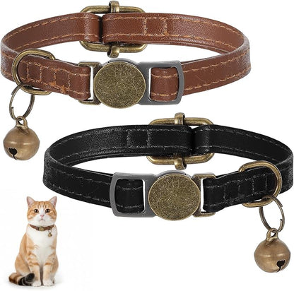 2 Pcs PU Leather Cat Collar Breakaway by Unknown