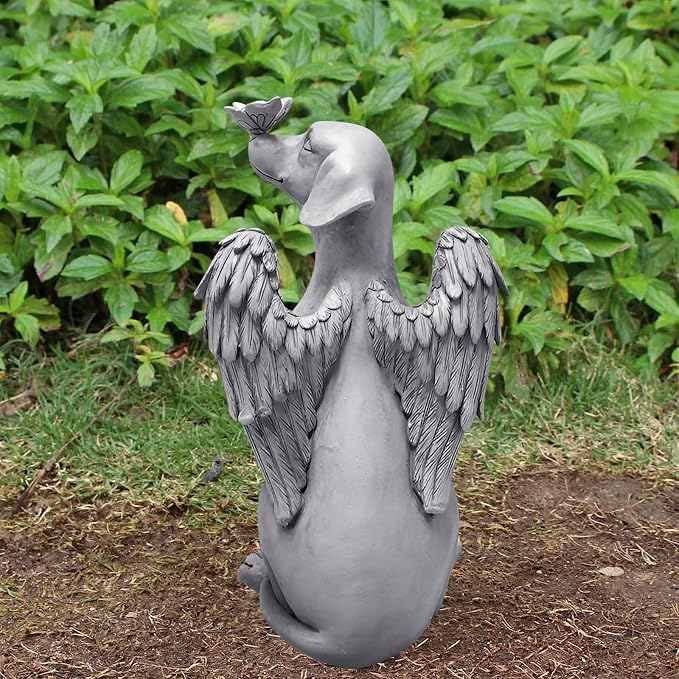 Angel Figurine Memorial Pet Puppy Dog Butterfly Stone Statue - Image 7