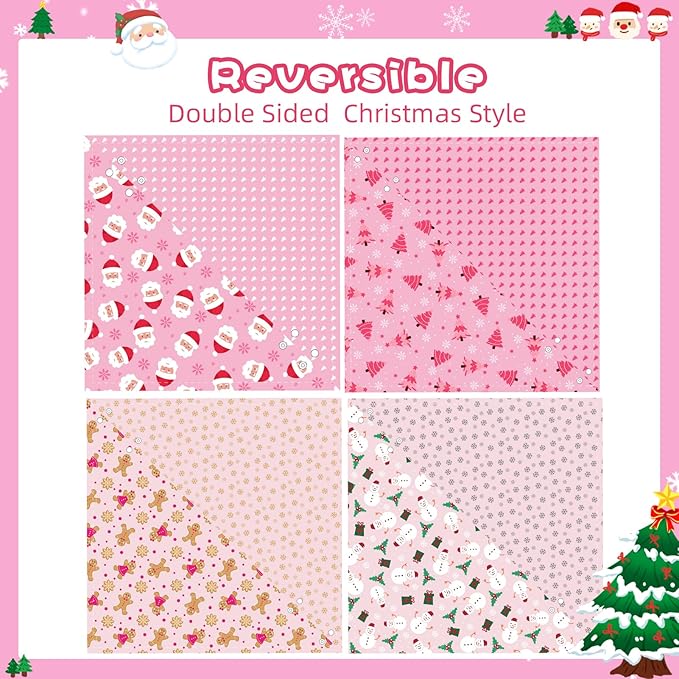 PAWCHIE Christmas Dog Bandanas 4 Pack, Reversible Dog Party Triangle Scarf Bibs - Image 3