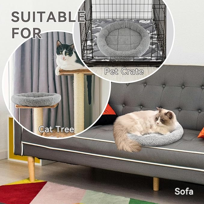 Enjoying Plush Cat Bed Mat, 15.75" Round, Self Warming Dog Bed - Image 2