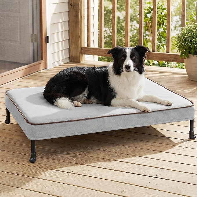 Veehoo Elevated Dog Bed with Waterproof Cushion Mat, Cooling Raised Dog Beds by Veehoo
