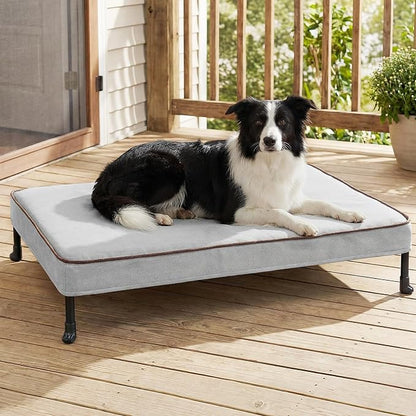 Veehoo Elevated Dog Bed with Waterproof Cushion Mat, Cooling Raised Dog Beds by Veehoo