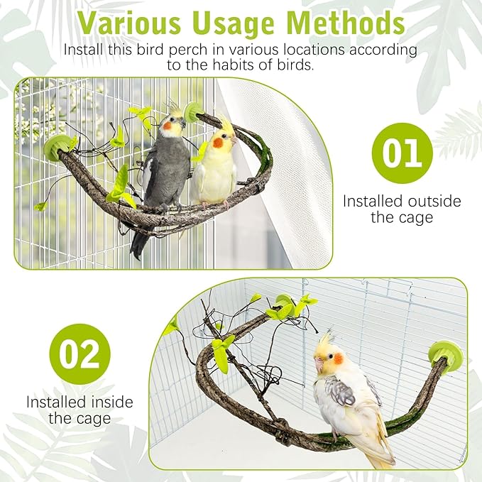 PINVNBY 2 PCS Bendable Bird Perches Simulation Branch Parrot Perch Stand - Image 7