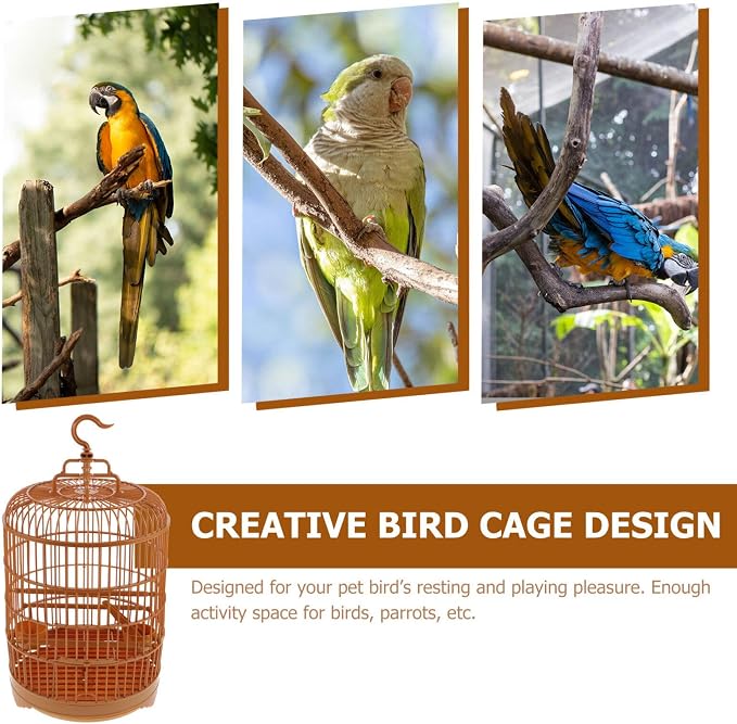 VILLCASE Round Bird Cage for Small Birds, 9.8" X 17.6 “ Plastic Travel Carrier - Image 9