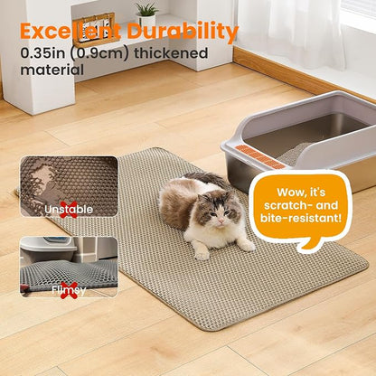 Jumbo Cat Litter Mat, 46x26 Inches Double Layer Honeycomb Litter Trapping Mat - Image 6