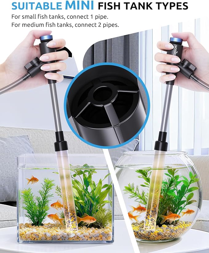 Gravel Vacuum for Aquarium, Fish Tank Cleaner Kit, Mini Manual Fishtank Vacuum - Image 3