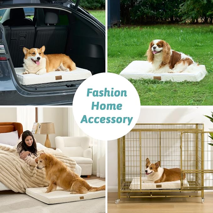 Dog Crate Bed for Medium Small Size Dogs, Rectangular Orthopedic Dog Beds - Image 6