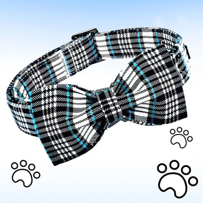 Lionheart glory Dog Bow Collar Blue and Black Plaid Dog Collar - Image 3