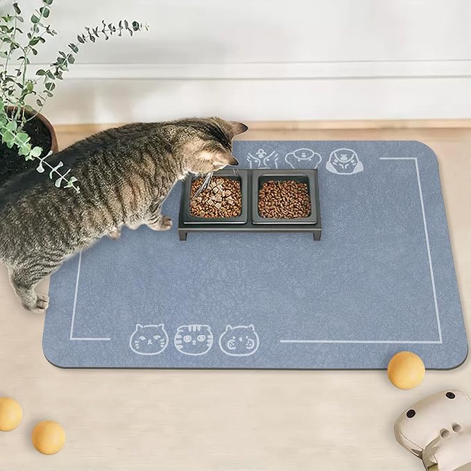 YCT Cat Pet Food Mat, Non-Slip Bottom Absorbent Quick Dry Feeding Mat by YCT