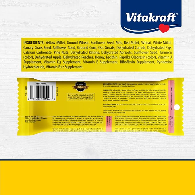 Vitakraft Crunch Sticks Cockatiel Treat Apricot Peach Flavor - Image 8