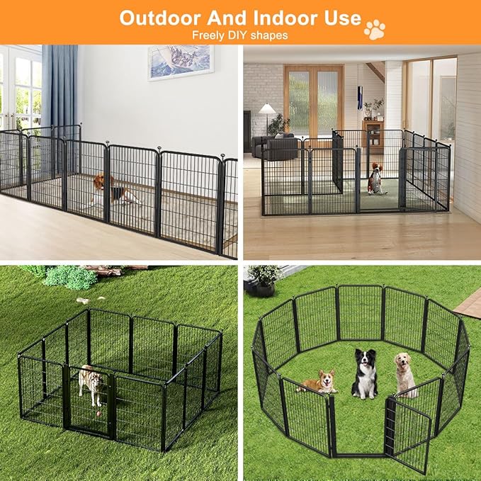 Dog Fence Indoor Pens Outside, Portable Outdoor Dog Playpen 40" H 10 Panels Pet - Image 3
