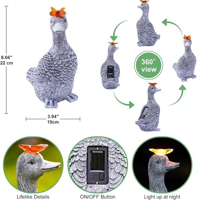 Solar Garden Statue Goose Figurine – Outdoor Decoration - Image 2