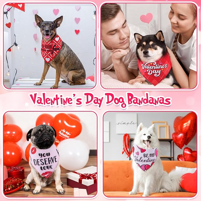 Chunful 50 Pcs Valentine's Day Dog Bandana Bulk - Image 2