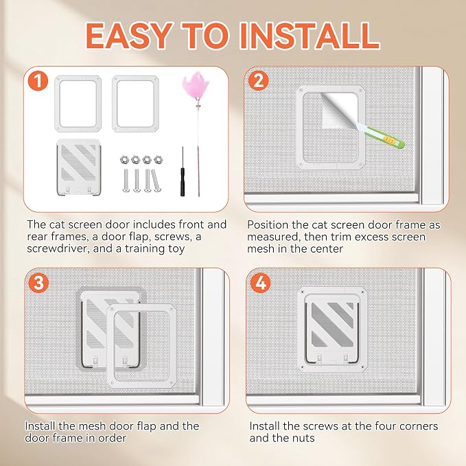 LIBBEPET Cat Door for Screen Door, Lockable Cat Screen Door for Cats & Small - Image 5