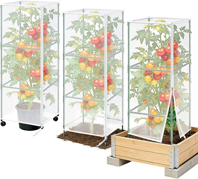 3Pack Garden Netting Cover for Square Tomato Cage by Uyeesi