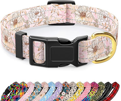 Reflective Dog Collar for Medium Dogs, Cute Flower Theme Adjustable Heavy-Duty by TMOODEL