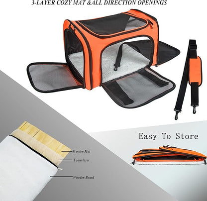 Soft Sided Carrier for Small Medium Cats Dogs, TSA Airline Approved Collapsible - Image 2