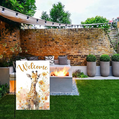 Giraffe Welcome Garden Flag, Welcome Spring Cute Giraffe Garden Flag, Pet Wild - Image 5