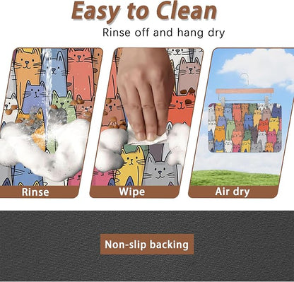 Funny Cats Family Dog Cat Food Mat, Absorbent Pet Feeding Mat - Image 4