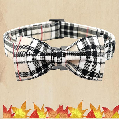 Bow Dog Collar-Plaid Pet Collar Cute Pet Bow Soft Girl or Boy Dog Collars - Image 3