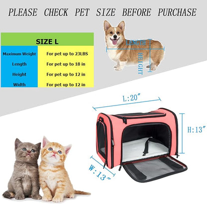 Soft Sided Carrier for Small Medium Cats Dogs, Removable Pad Collapsible Travel - Image 4
