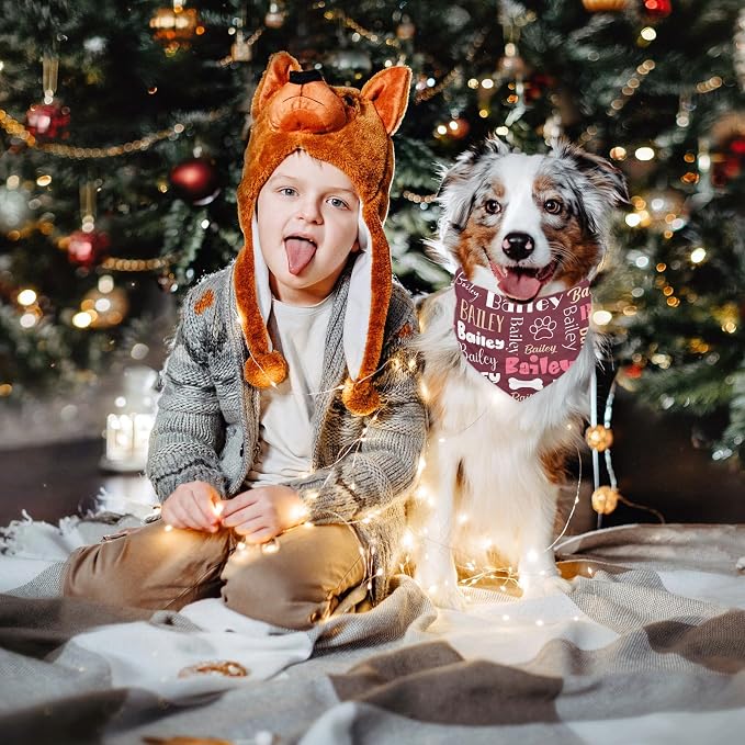 Personalized Dog Bandanas Custom Neckwear Name Button Anti-loosening Dog Scarf - Image 5