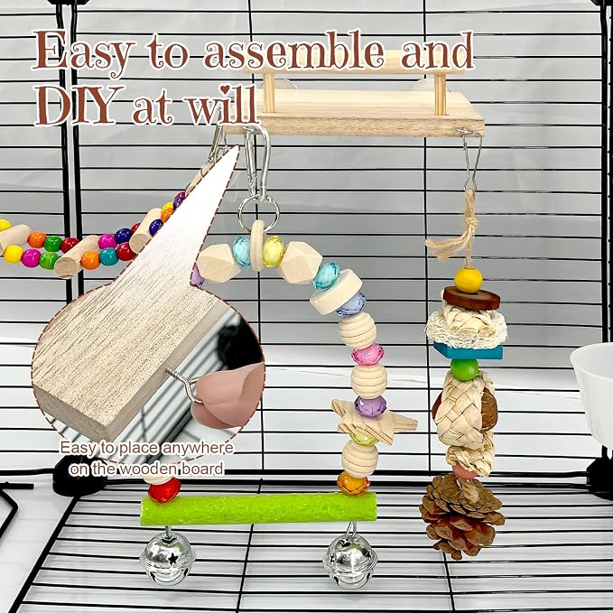 5-in-1 Parakeet Toys Set: Detachable Bird Playground - Image 3