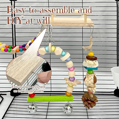5-in-1 Parakeet Toys Set: Detachable Bird Playground - Image 3
