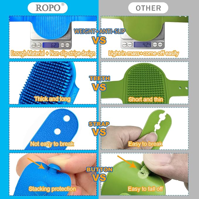 ROPO Dog Bath Brush, Dog Shampoo Brush Soothing Massage Rubber Comb - Image 6