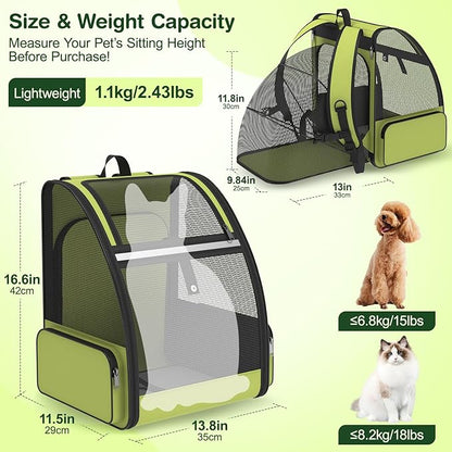 Cat Backpack Carrier for Travel Hiking: Expandable Foldable Breathable Mesh - Image 6