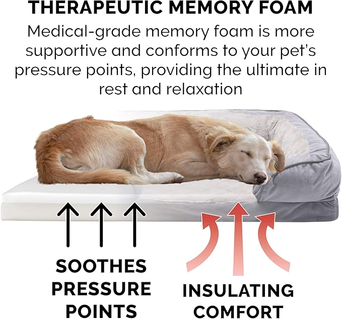 Furhaven Memory Foam Dog Bed for Medium/Small Dogs w/ Removable Bolsters & - Image 4